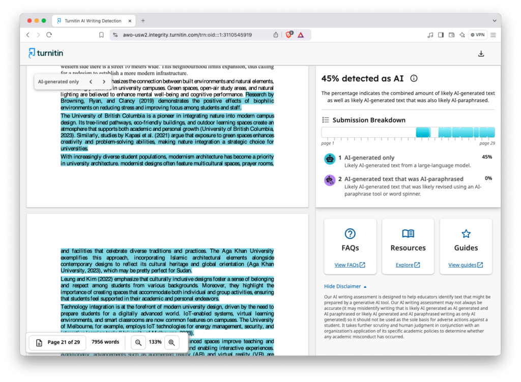 Turnitin AI Writing Detection