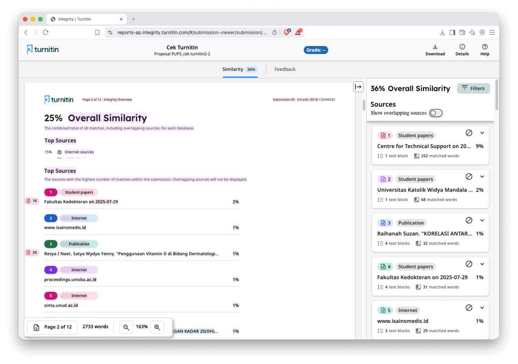 Hasil cek Turnitin no repository