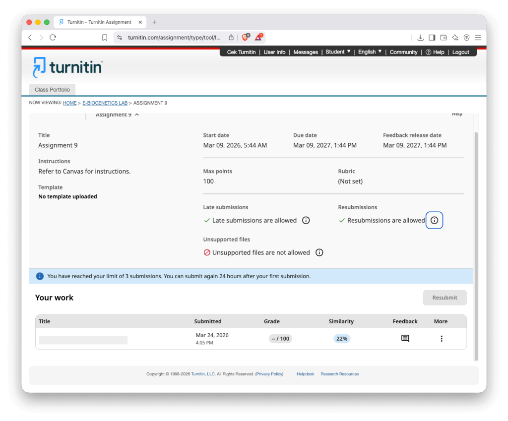 Akun Turnitin no repository